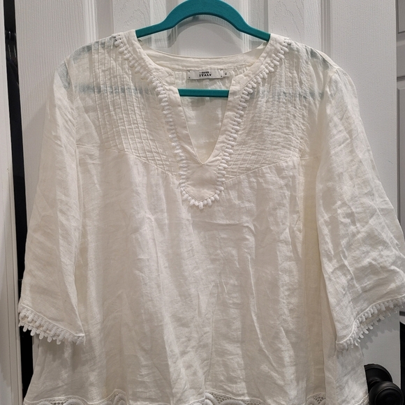 Italy 0039 Linen V-neck Tunic - XS - Picture 2 of 11